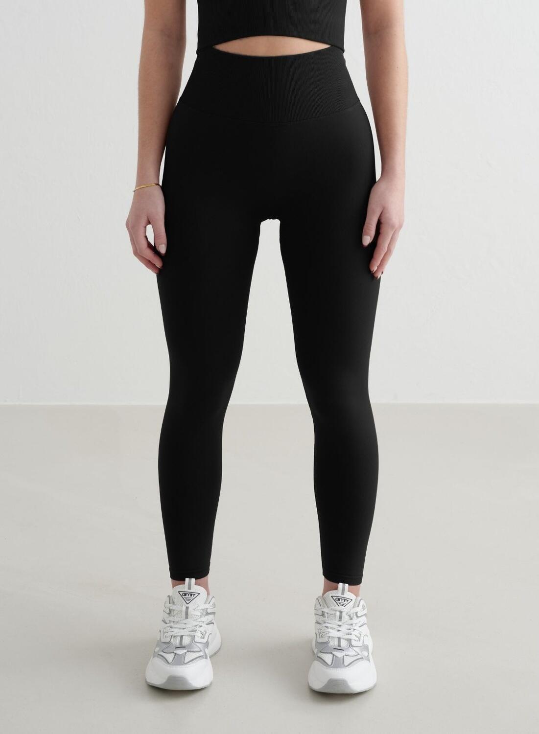 Damskie legginsy bezszwowe, wysoki stan, squat proof petite Shape czarny