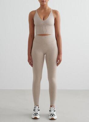 Donna Yoga Leggings Senza Cuciture Beige