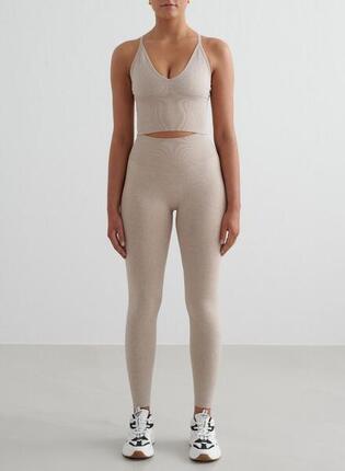 Femme Leggings Sans Couture Beige Clair