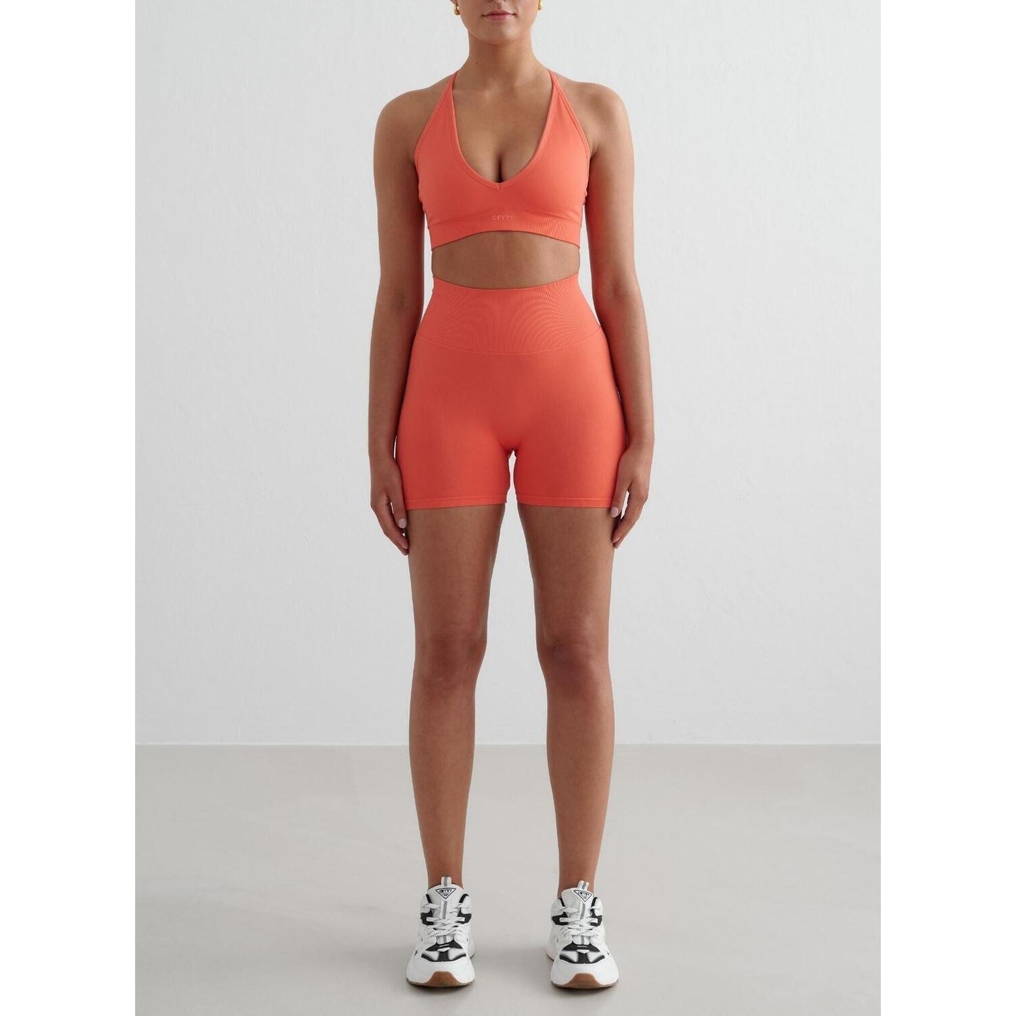 Aim'n - Femme Yoga Short Mini Sans Couture Orange - Shorty De Running - Orange - Decathlon