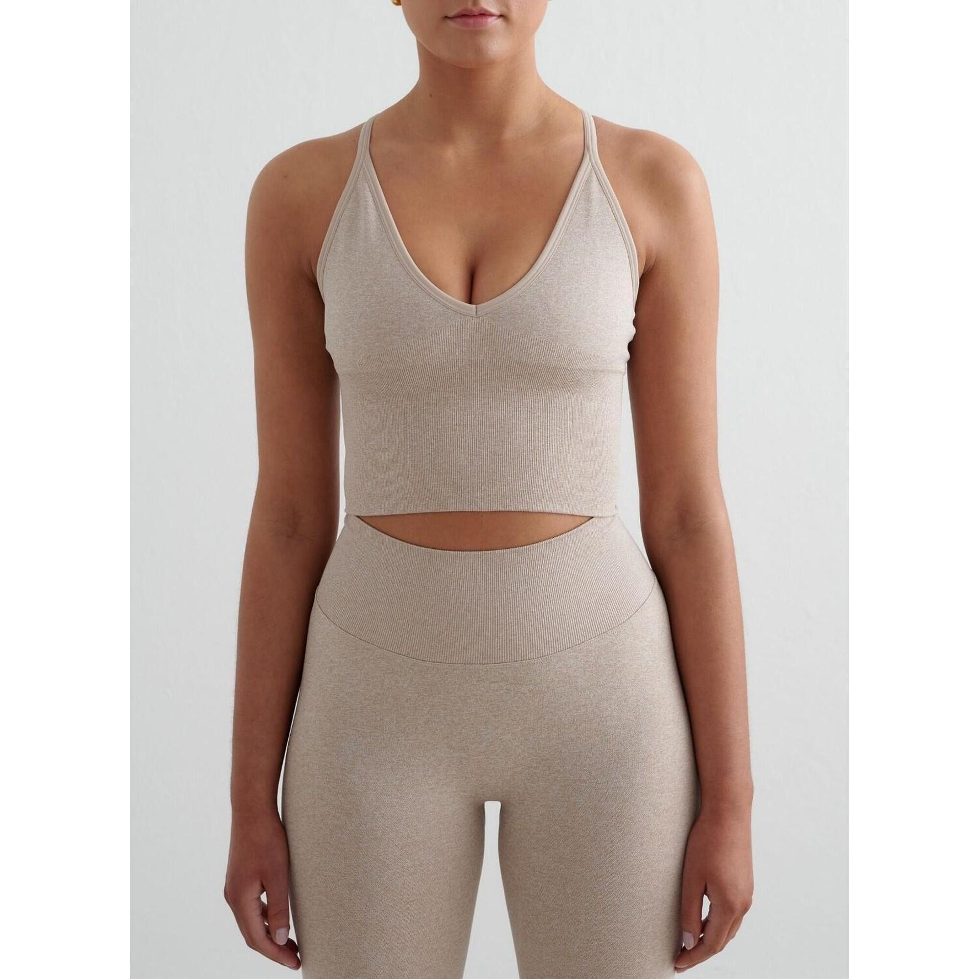 Aim'n - Femme Soutien-gorge De Sport Sans Couture Dos Croisé Bralette Beige - Brassière - Beige - 38 S - Decathlon