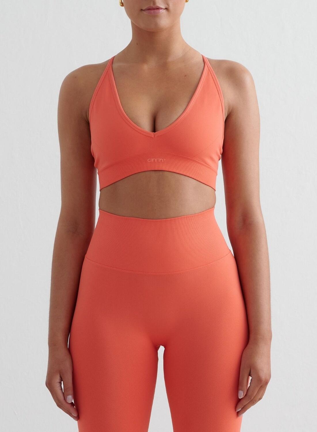 AIM'N Donna Yoga Reggiseno Sportivo Senza Cuciture Schiena Incrociata Arancione