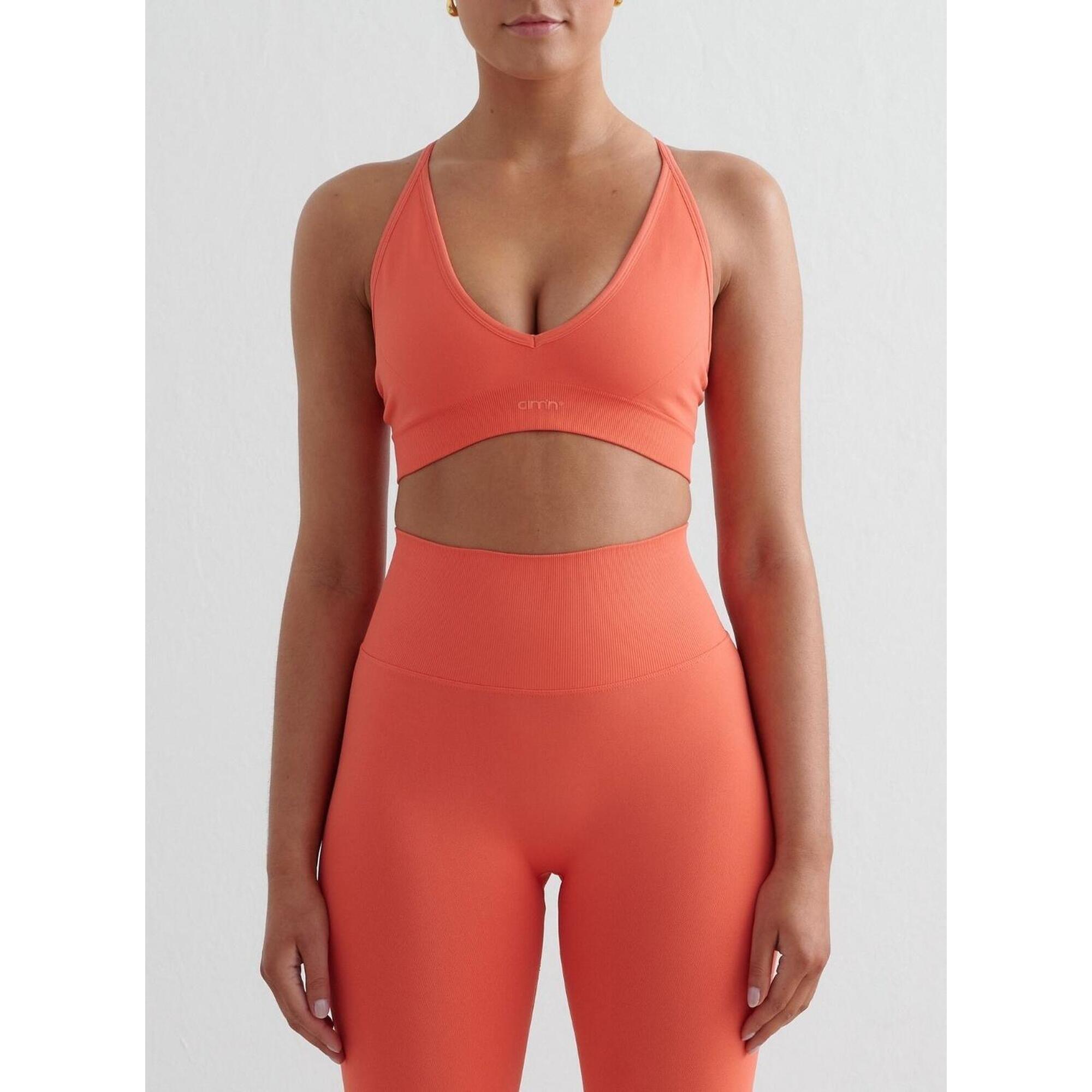 Aim'n - Femme Soutien-gorge De Sport Sans Couture À Dos Croisé Orange - Brassière - Orange - 40 M - Decathlon