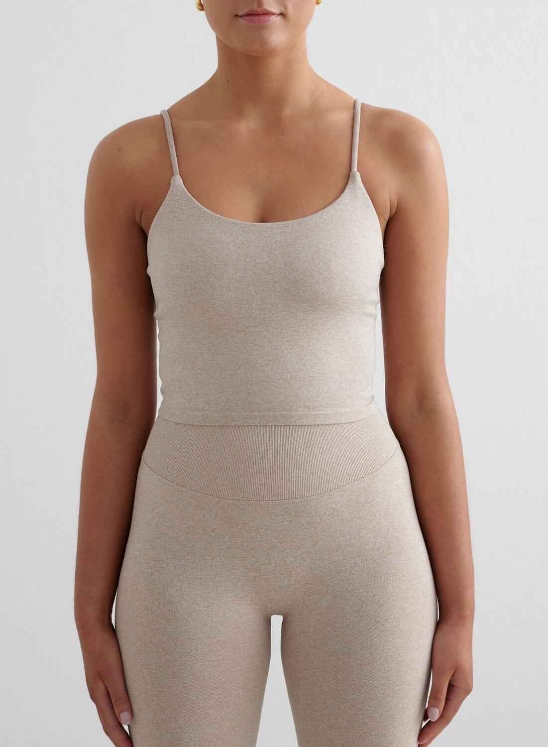 AIM'N Donna Yoga Canotta con Spalline Sottili Senza Cuciture Beige