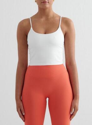 Dames yoga singlet met bandjes naadloos wit