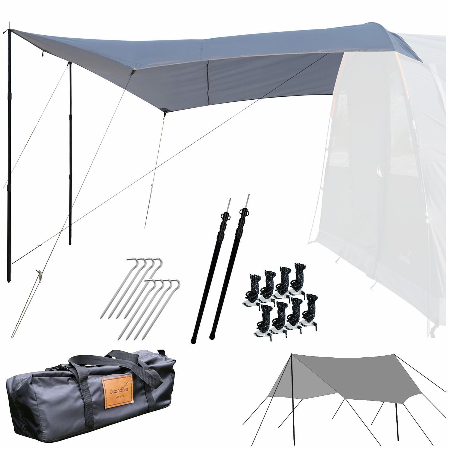 Skandika - Voile D'Ombrage Auvent Spirit 330x310cm Avec 2 Mâts - Protection Solaire Anti Uv - Abris - Gris - Taille Unique - Decathlon