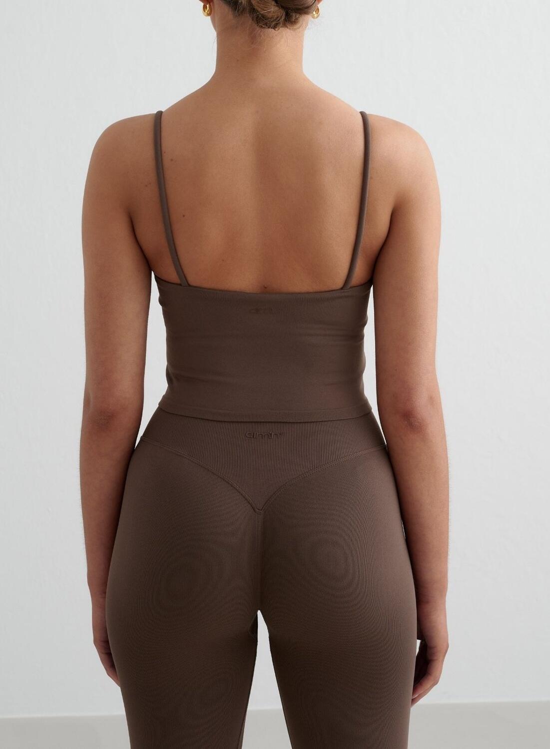 Femme Débardeur à Bretelles Sans Couture Marron 2/4