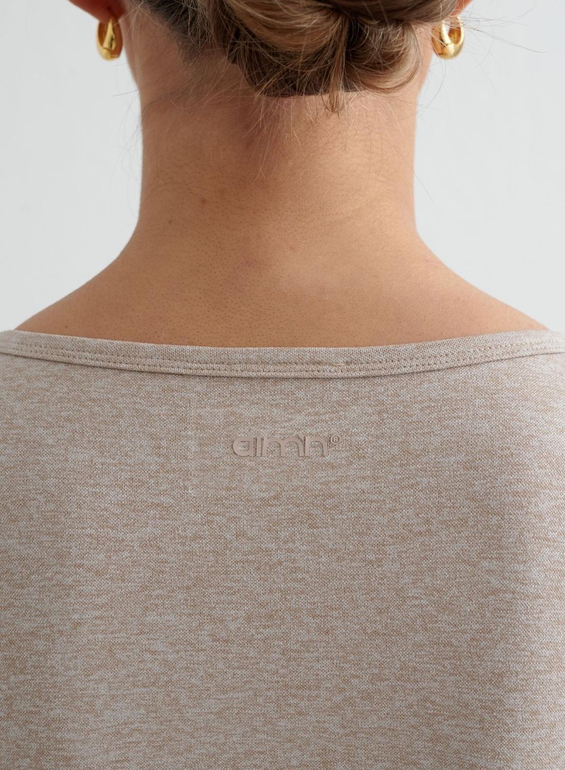 Femme T-shirt d'entraînement Sans coutures Sculptant Col en V Shape Beige chiné 5/5