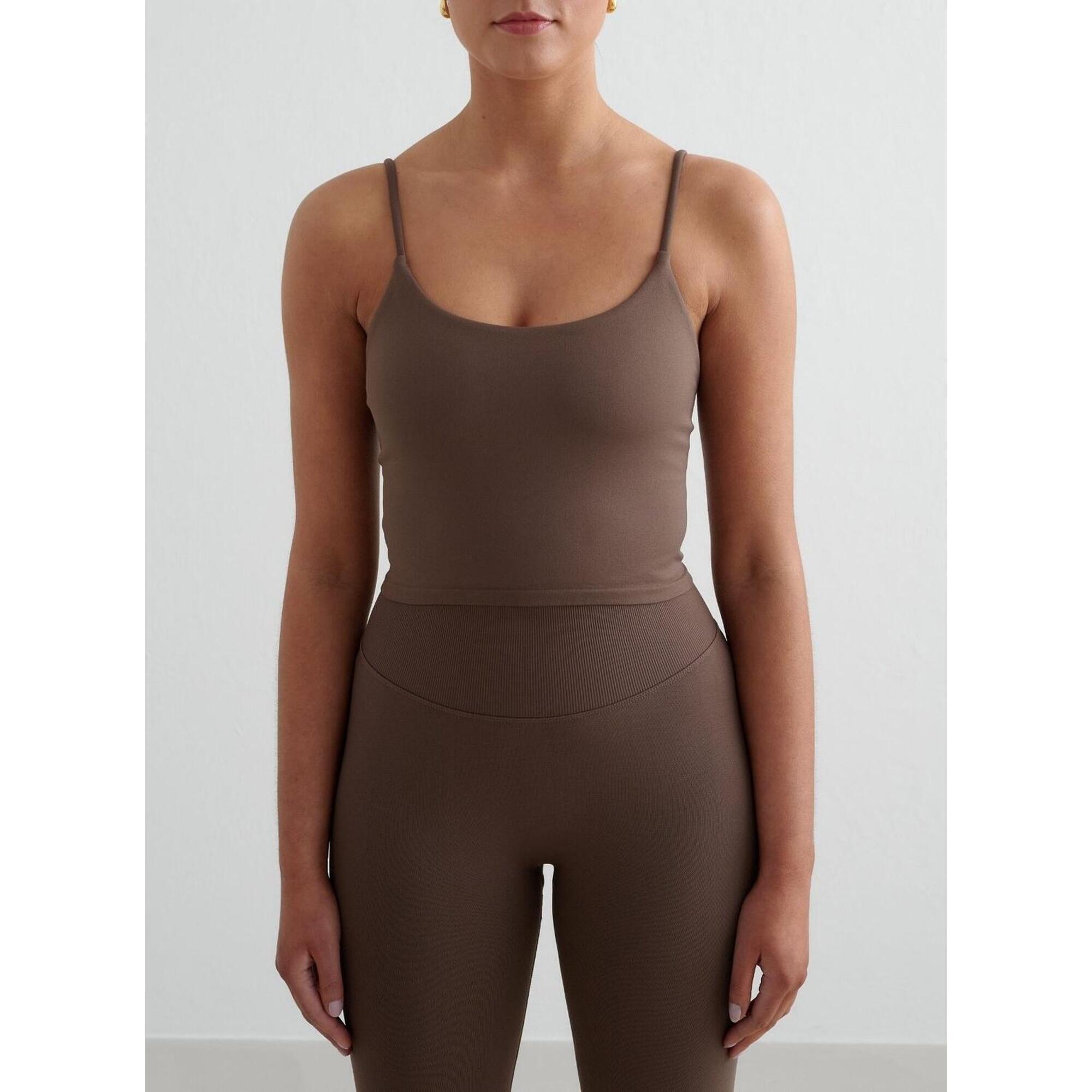 Aim'n - Femme Débardeur À Bretelles Sans Couture Marron - Débardeur - Marron - Decathlon