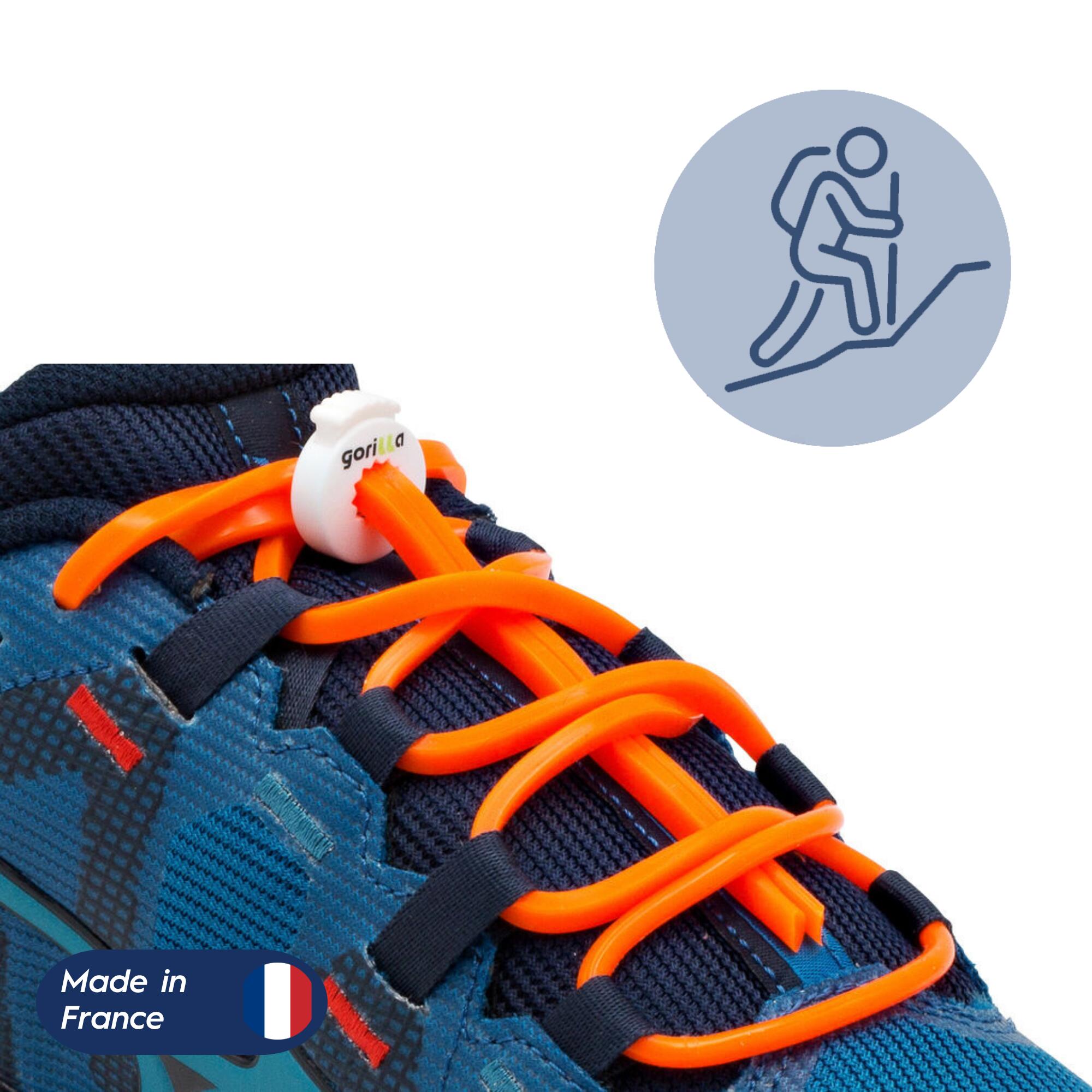 Lacets Gorilla - Lacets Ronds Élastiques Pour Chaussure De Randonnée Silicone - Orange Fluo - Lacets - Orange - Decathlon