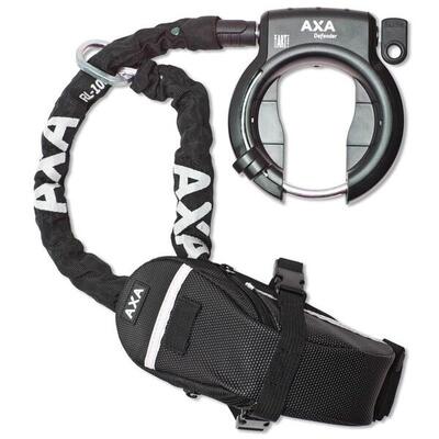 AXA Rahmenschloss Set Defender/ RLC 100 Einsteckkette+ Outdoor Tasche, auf Karte