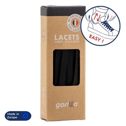 Lacets élastiques larges pour baskets sneakers silicone - noir