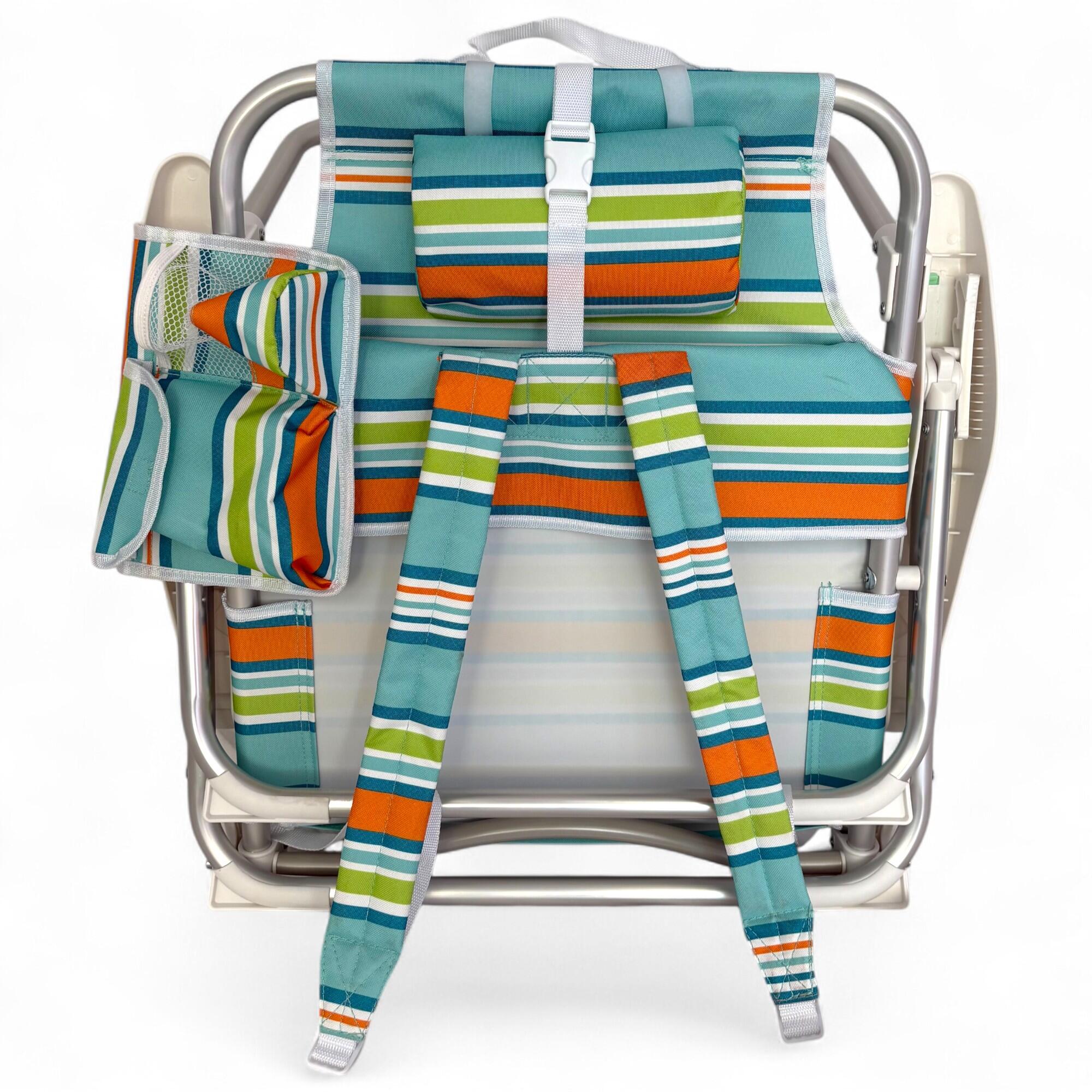 Silla de Playa Mochila Plegable, reclinable, 4 Pos., Altura Asiento 21 cm 2/6