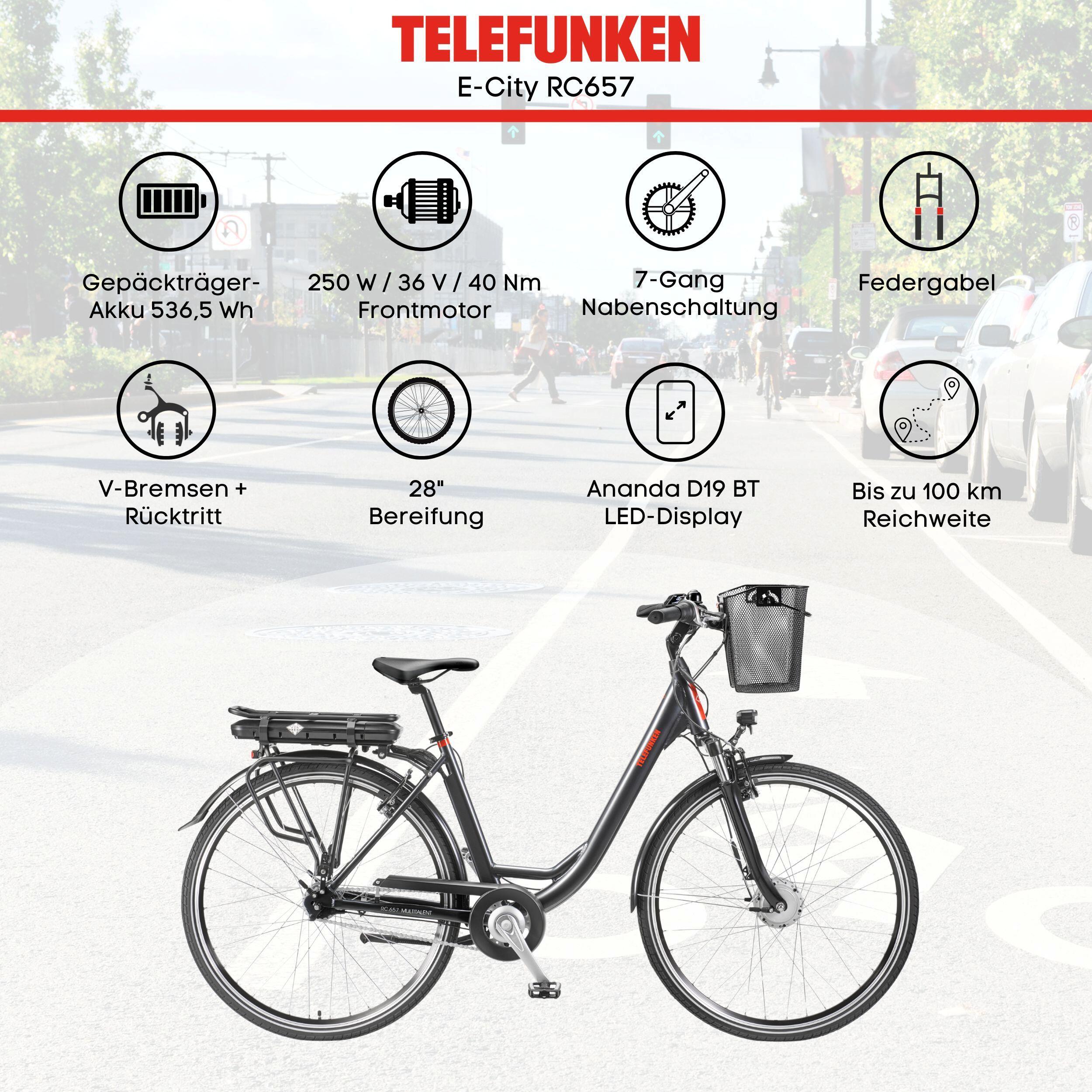 E-Bike RC657 28 Zoll 7-Gang Pedelec City Elektrofahrrad Rücktrittbremse grau 5/8