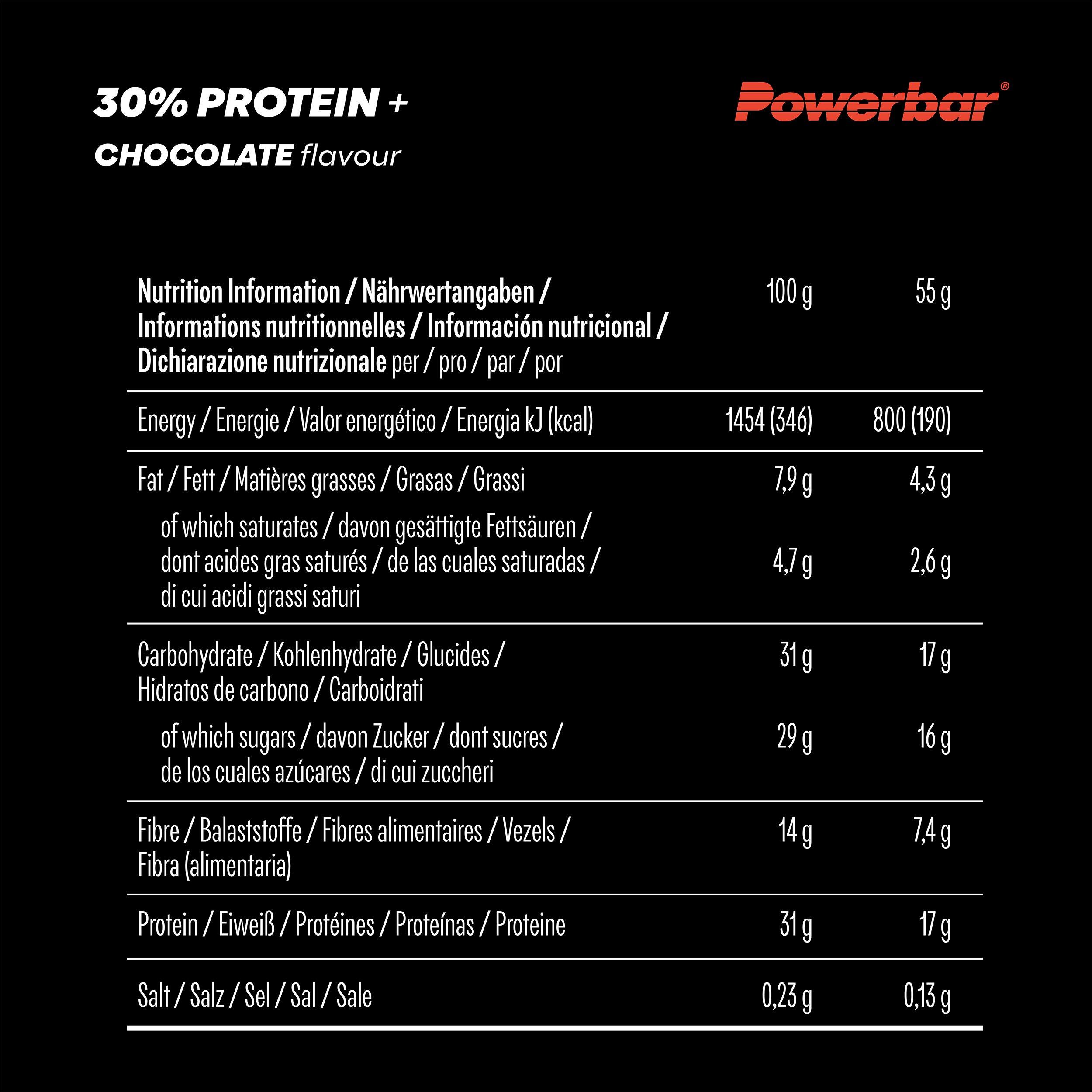 Barre protéinée PowerBar 30% Protein+ 55g végétarienne, sans aspartame 5/7