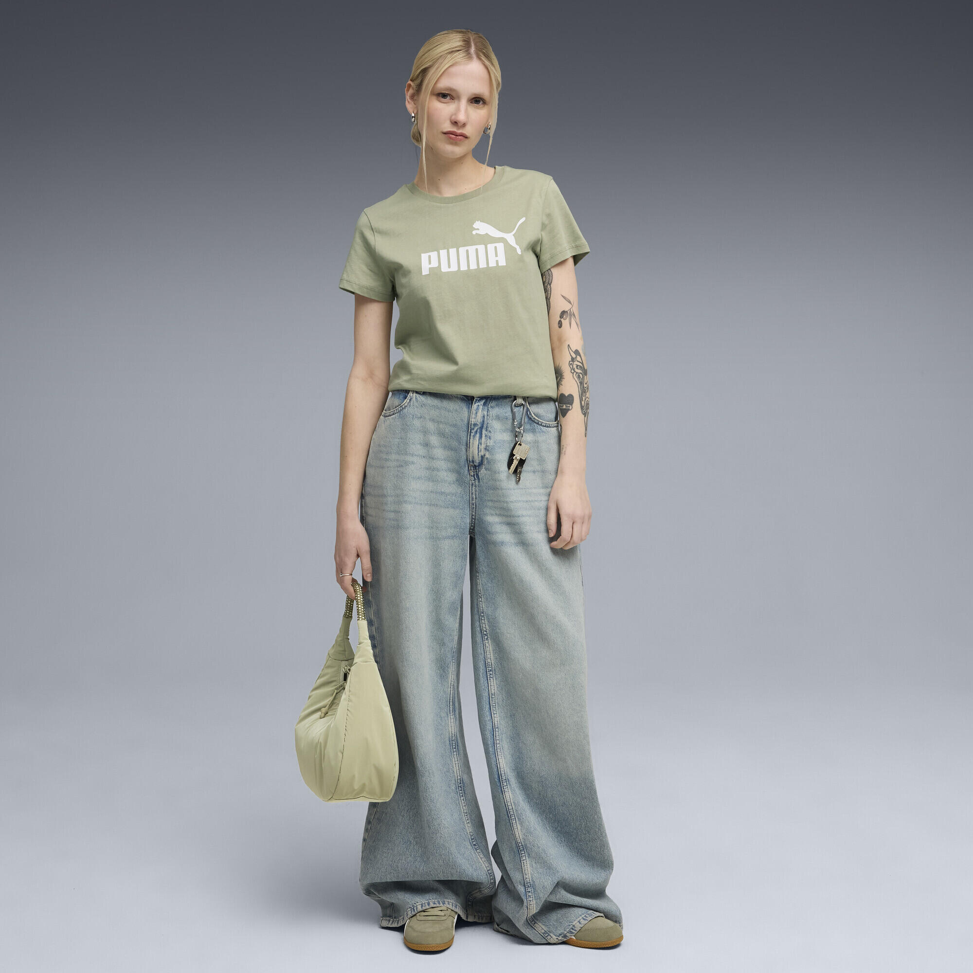 ESS No. 1 Logo T-Shirt Damen PUMA Lux Army Green 4/7