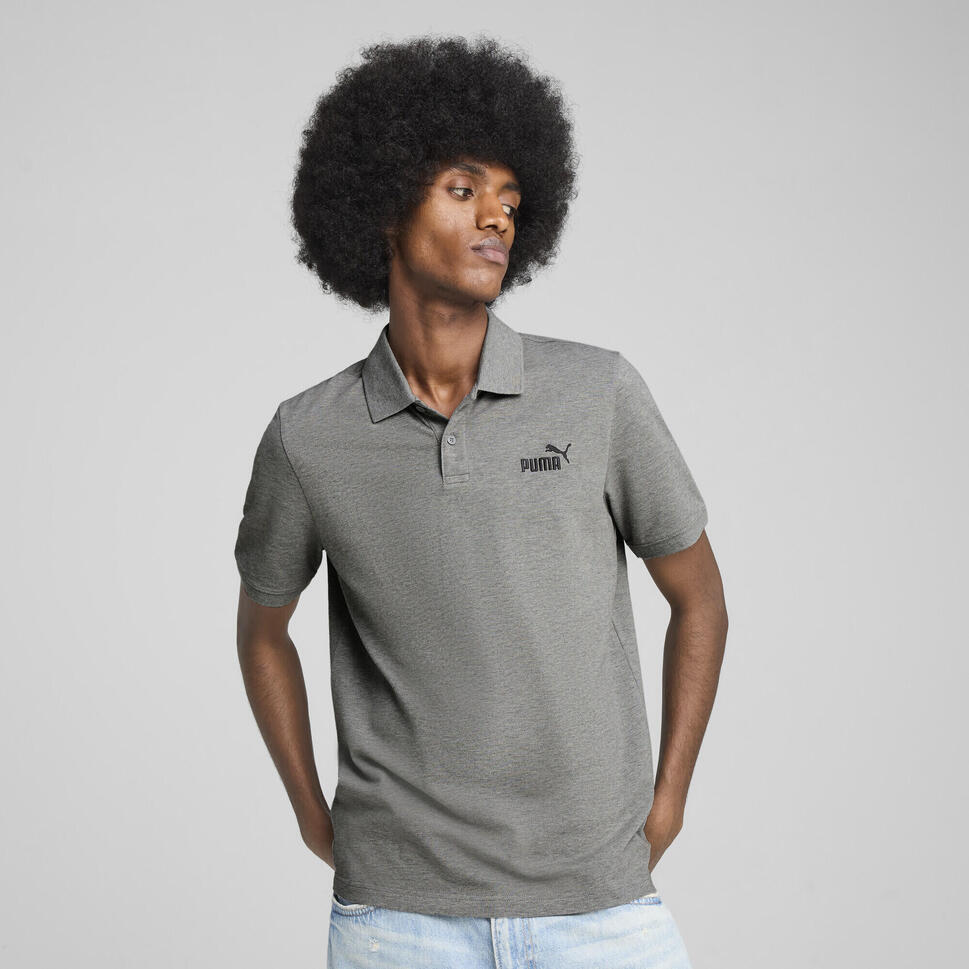 Męska koszulka polo Essentials z logo No. 1 z piki PUMA Medium Gray Heather