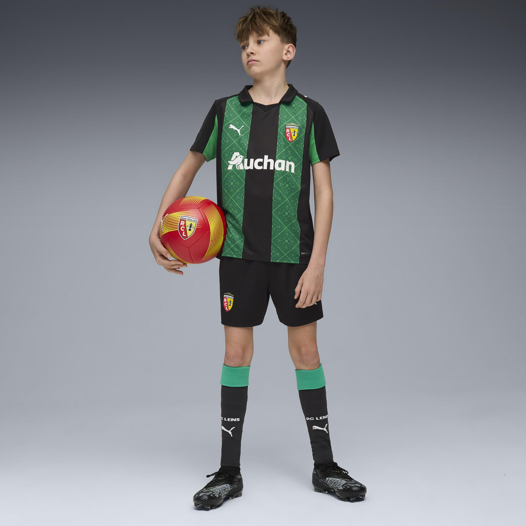 Șort fotbal copii material respirabil, talie elastică RC Lens 25/26, roșu PUMA 4/7