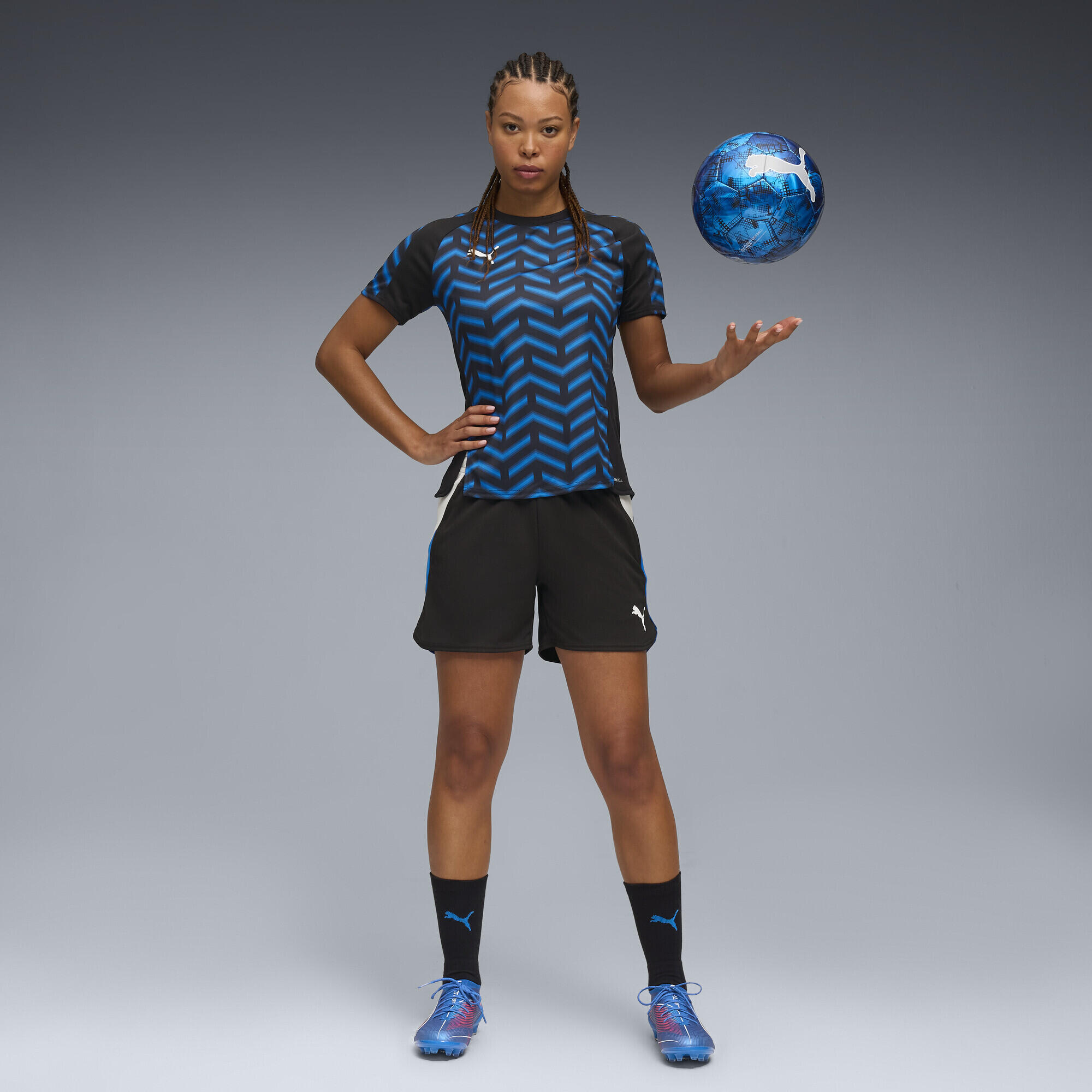 Shorts da calcio IndividualBLAZE da donna PUMA Black Cool Light Gray Racing Blue 4/7