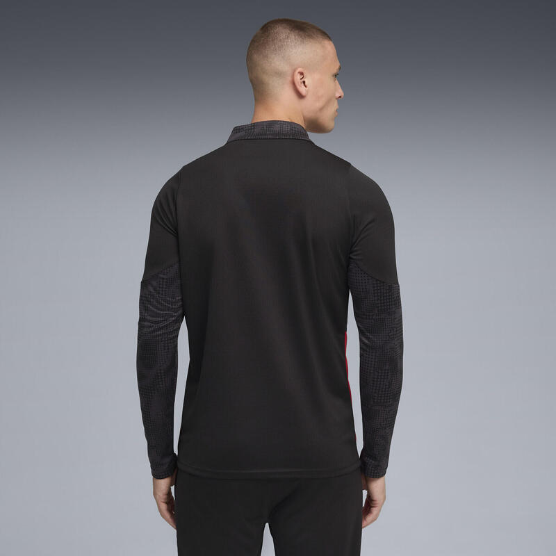 Tricou fotbal bărbați mâneci lungi, fermoar scurt Ac Milan 25/26, roșu PUMA
