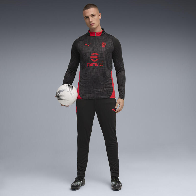Tricou fotbal bărbați mâneci lungi, fermoar scurt Ac Milan 25/26, roșu PUMA