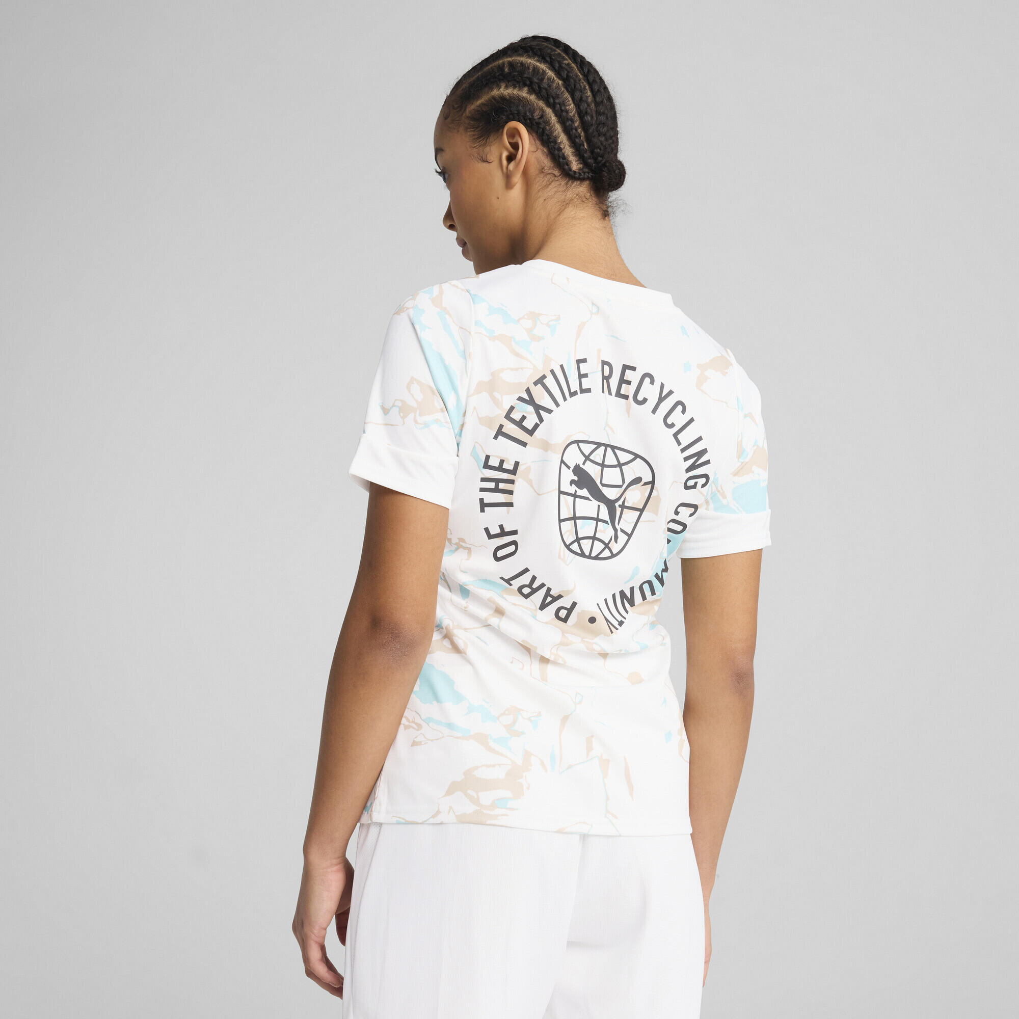 Maglia da calcio IndividualEARTH DAY da donna PUMA White Light Sand Beige 5/7