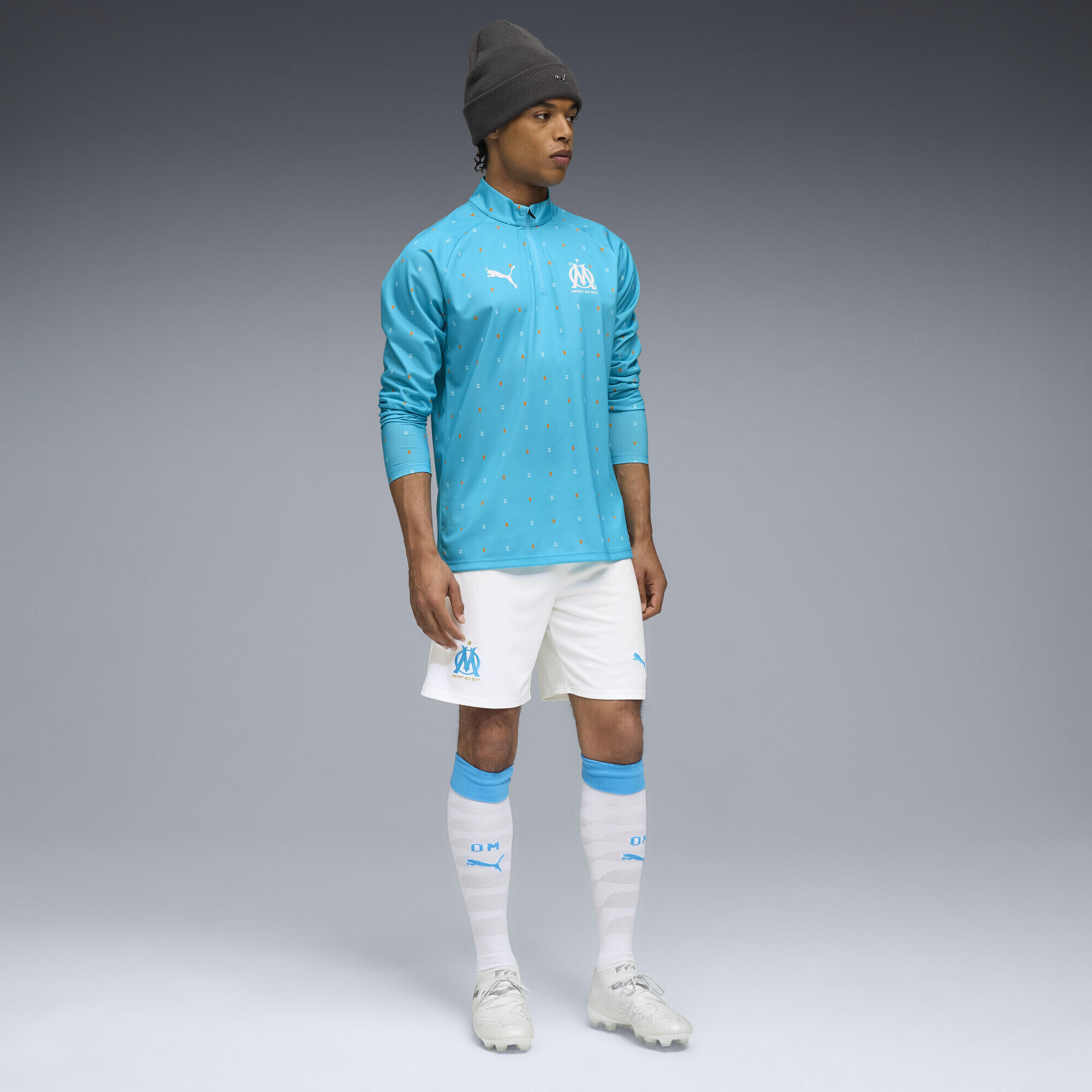 Maglia pre-partita con zip a quarti dell'Olympique de Marseille da uomo PUMA 4/7