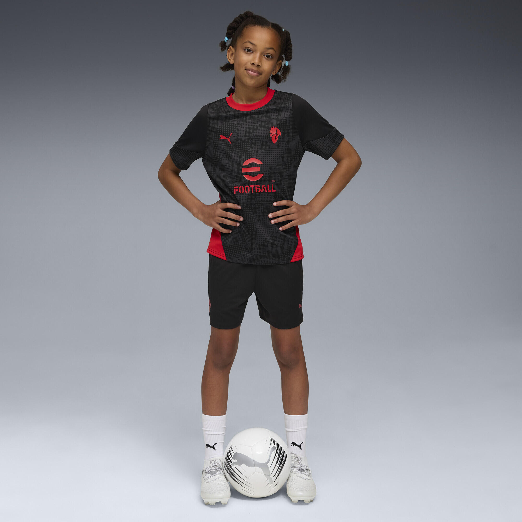 Maglia da allenamento AC Milan per ragazzi PUMA Black For All Time Red 4/7