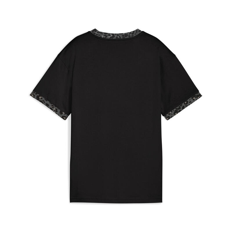 Młodzieżowa koszulka Essentials ze zwierzęcym wzorem o luźnym kroju PUMA Black