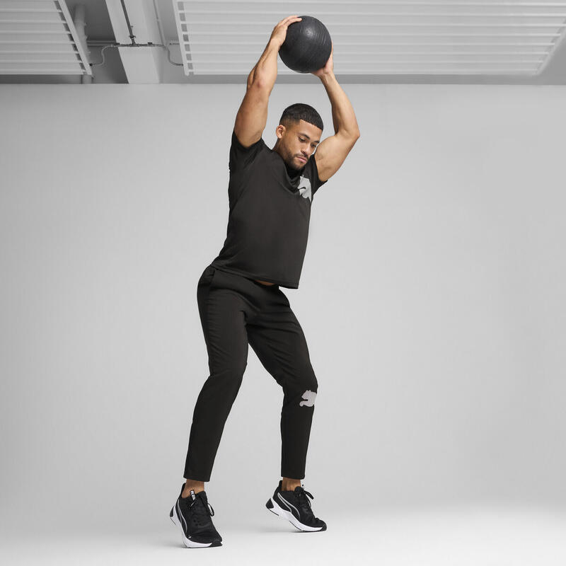 Męskie spodnie Train All Day z dużym logo PUMA Black