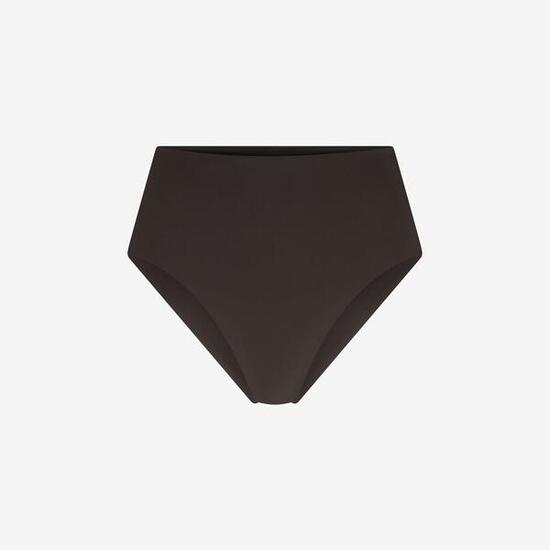 Bas de bikini taille haute premium femme natation & surf - Marron