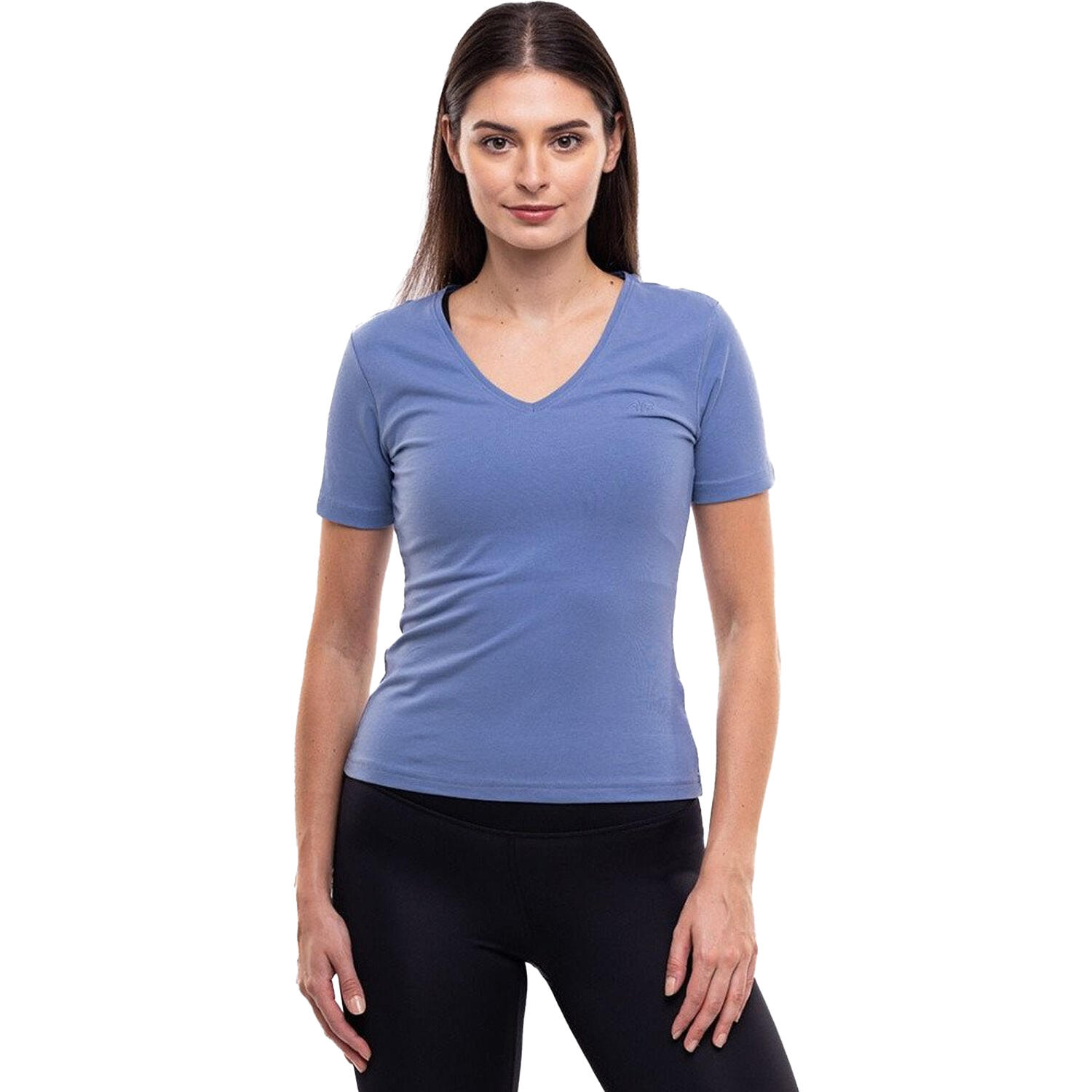 4F T-Shirt Decote em V F1649 Mulher Azul