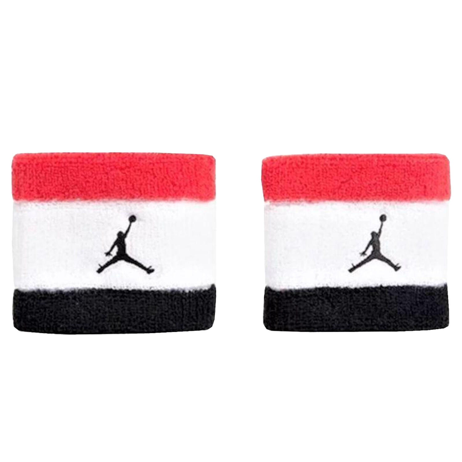 NIKE Pulseira em tecido felpudo Jordan (Conjunto de 2) Branco / Preto / Vermelho