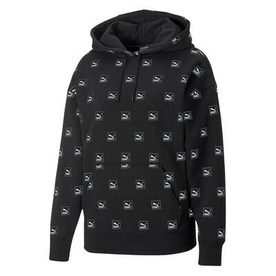 Dames love allover print hoodie (zwart)