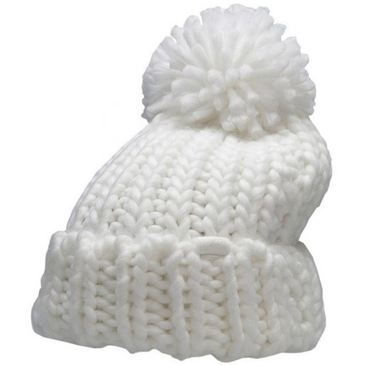 Bonnet Motif/style Pompon Femme (Blanc) 2/2