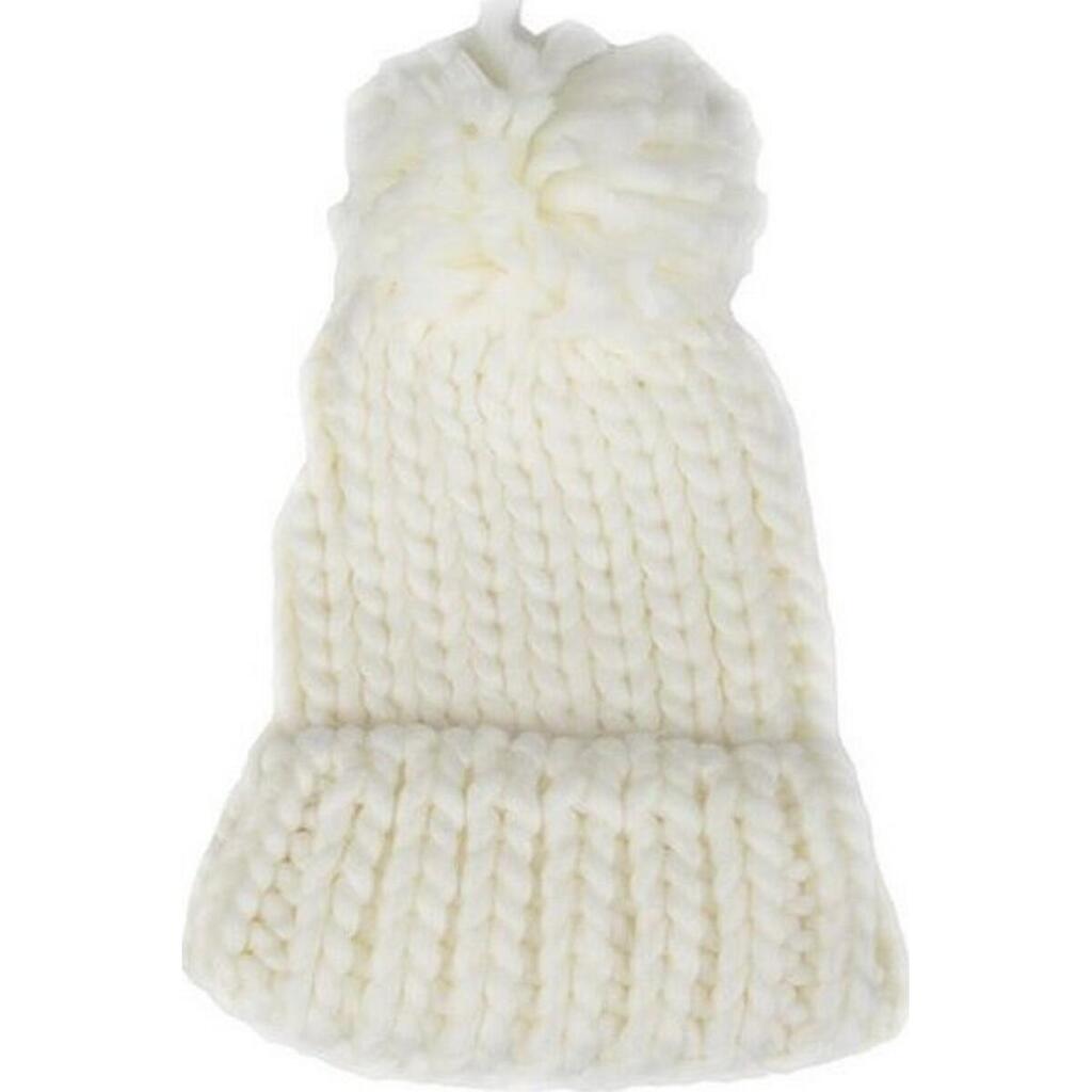 Womens/Ladies Pom Pom Beanie (White)