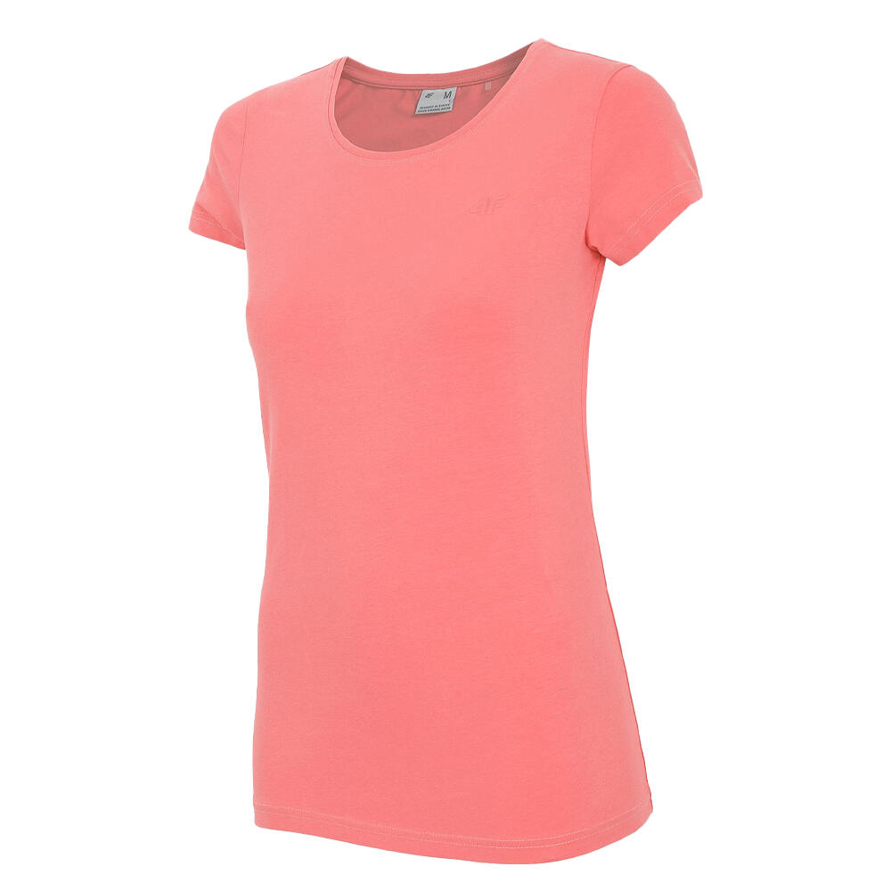 4F T-Shirt de Mulheres/Ladies Plain Coral