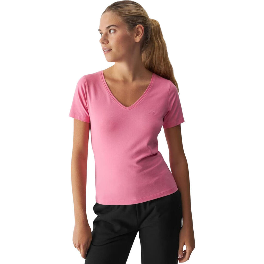Womens/Ladies F1649 V Neck TShirt (Pink)
