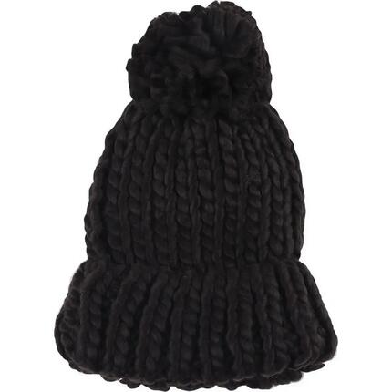 Bonnet Motif/style Pompon Femme (Noir)