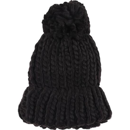 Bonnet Motif/style Pompon Femme (Noir)