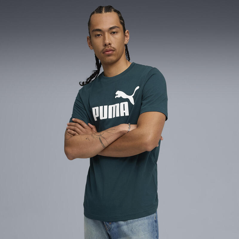 Tricou fitness bărbați logo guler rotund Ess No. 1 Logo Tee S, albastru PUMA