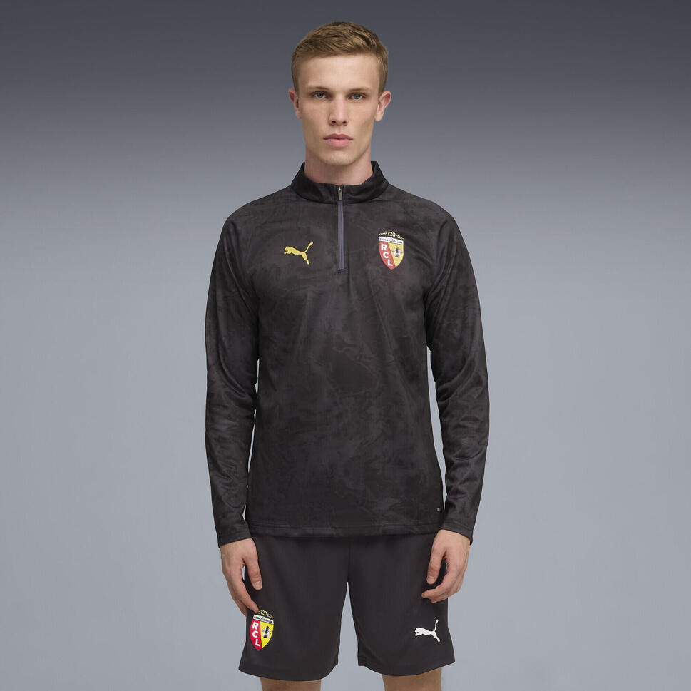 Męska bluza przedmeczowa z zamkiem 1/4 RC Lens PUMA Galactic Gray Pelé Yellow