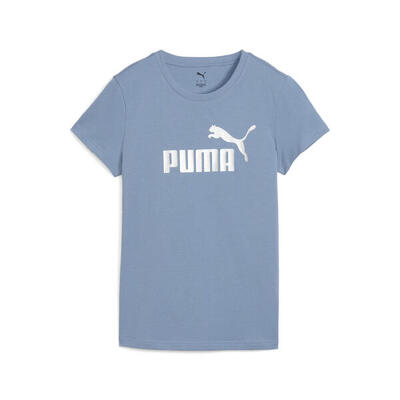 Ess metallic no. 1 logo t-shirt voor dames puma cool blue metallic silver