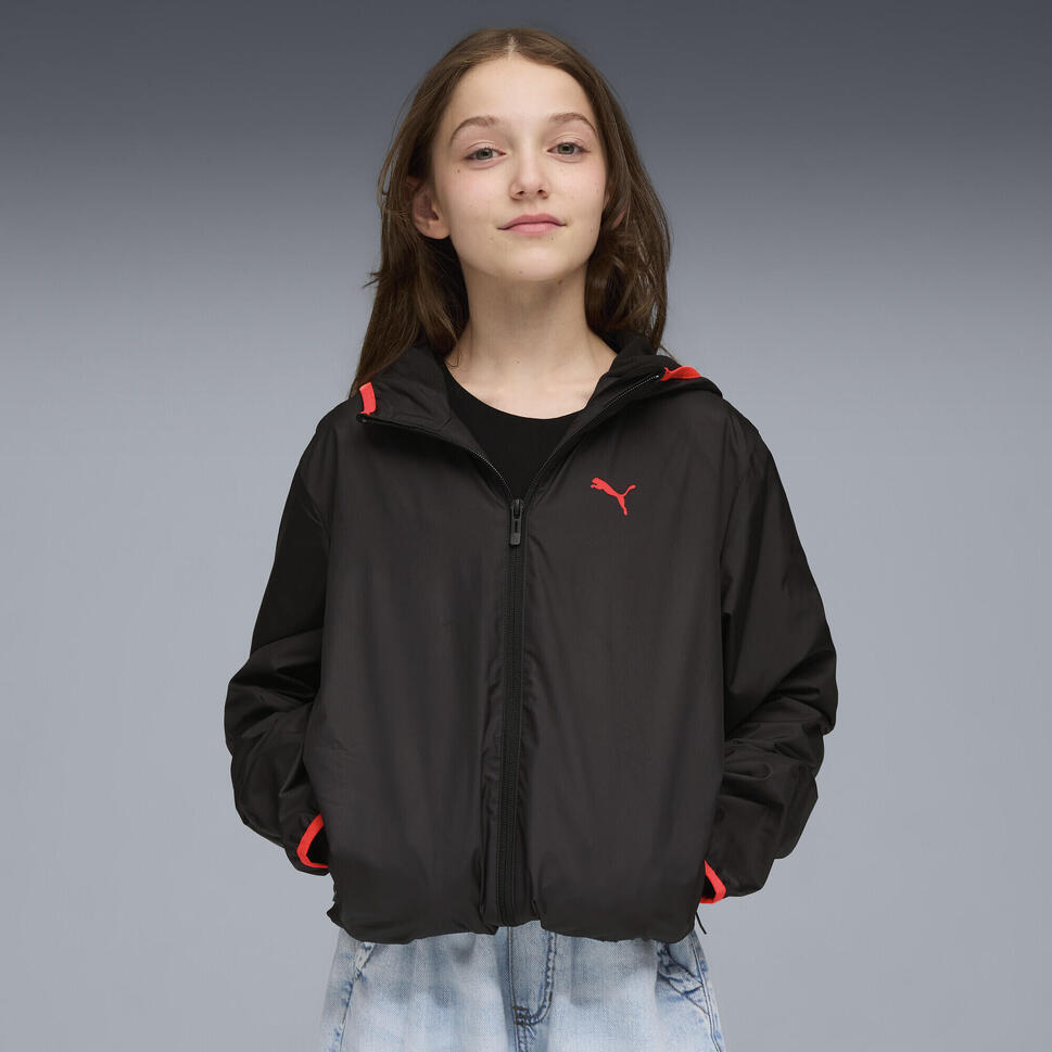 Młodzieżowa wiatrówka z podszewką z polaru PUMA Black