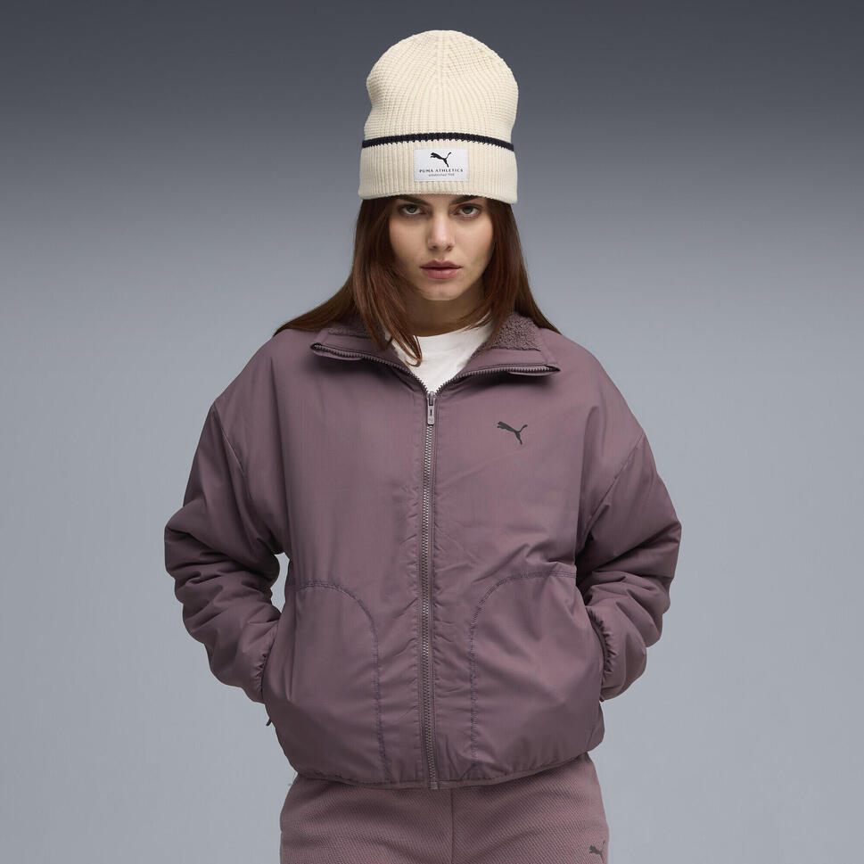 Damska dwustronna kurtka hybrydowa z dzianiną typu baranek PUMA Raisin Purple