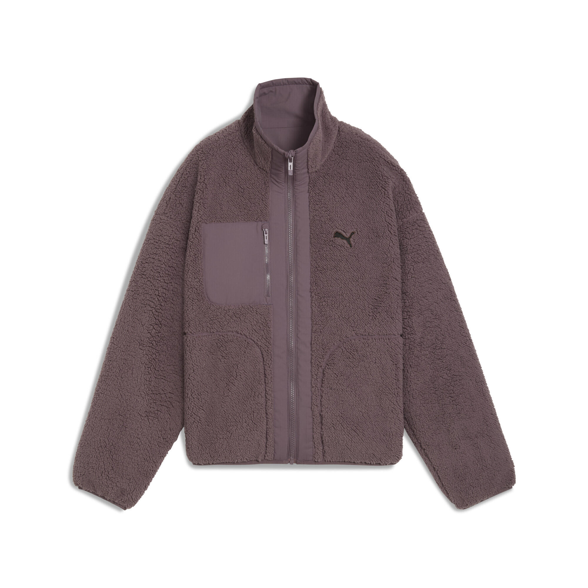 Damska dwustronna kurtka hybrydowa z dzianiną typu baranek PUMA Raisin Purple