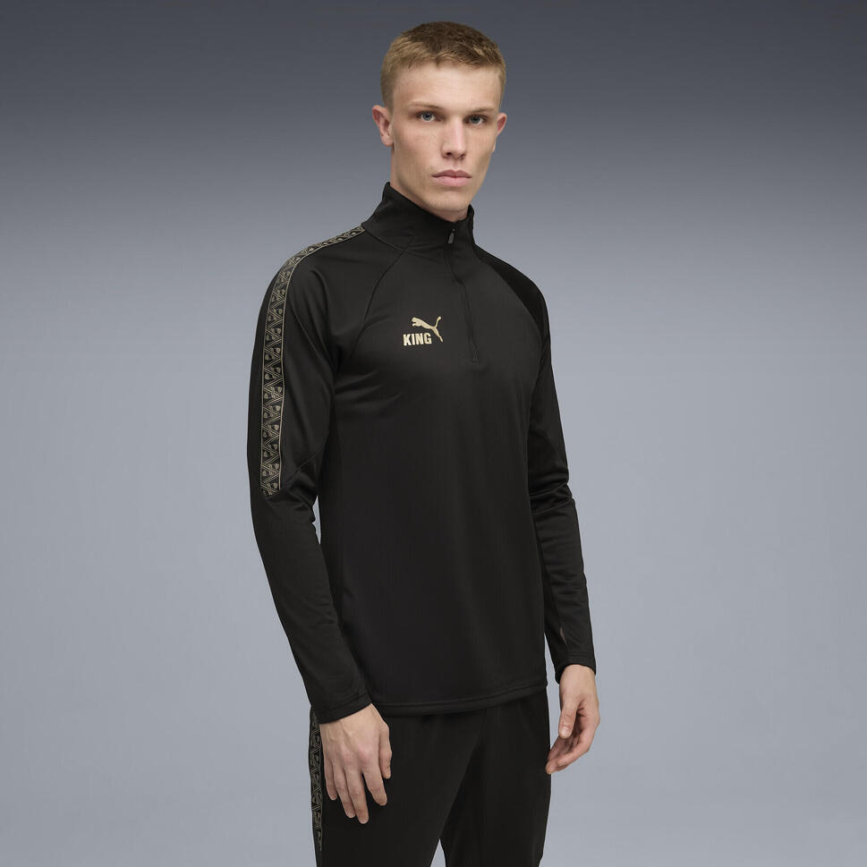 Męska bluza piłkarska KINGtouch z zamkiem 1/4 PUMA Black Gold