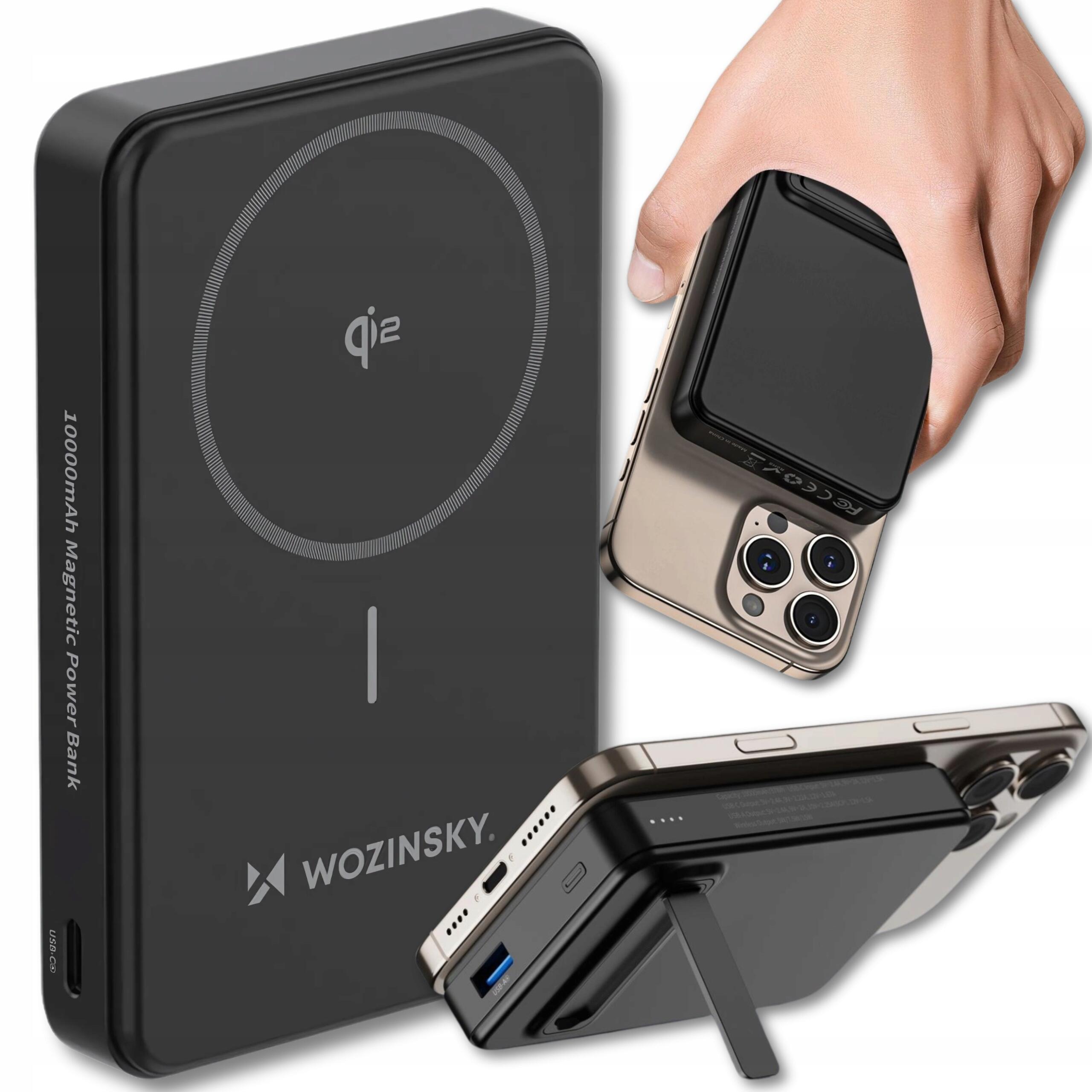 WOZINSKY POWERBANK WOZINSKY 10000 mAh MAGSAFE INDUKCYJNY QI2 CERTYFIKOWANY 22,5W PD