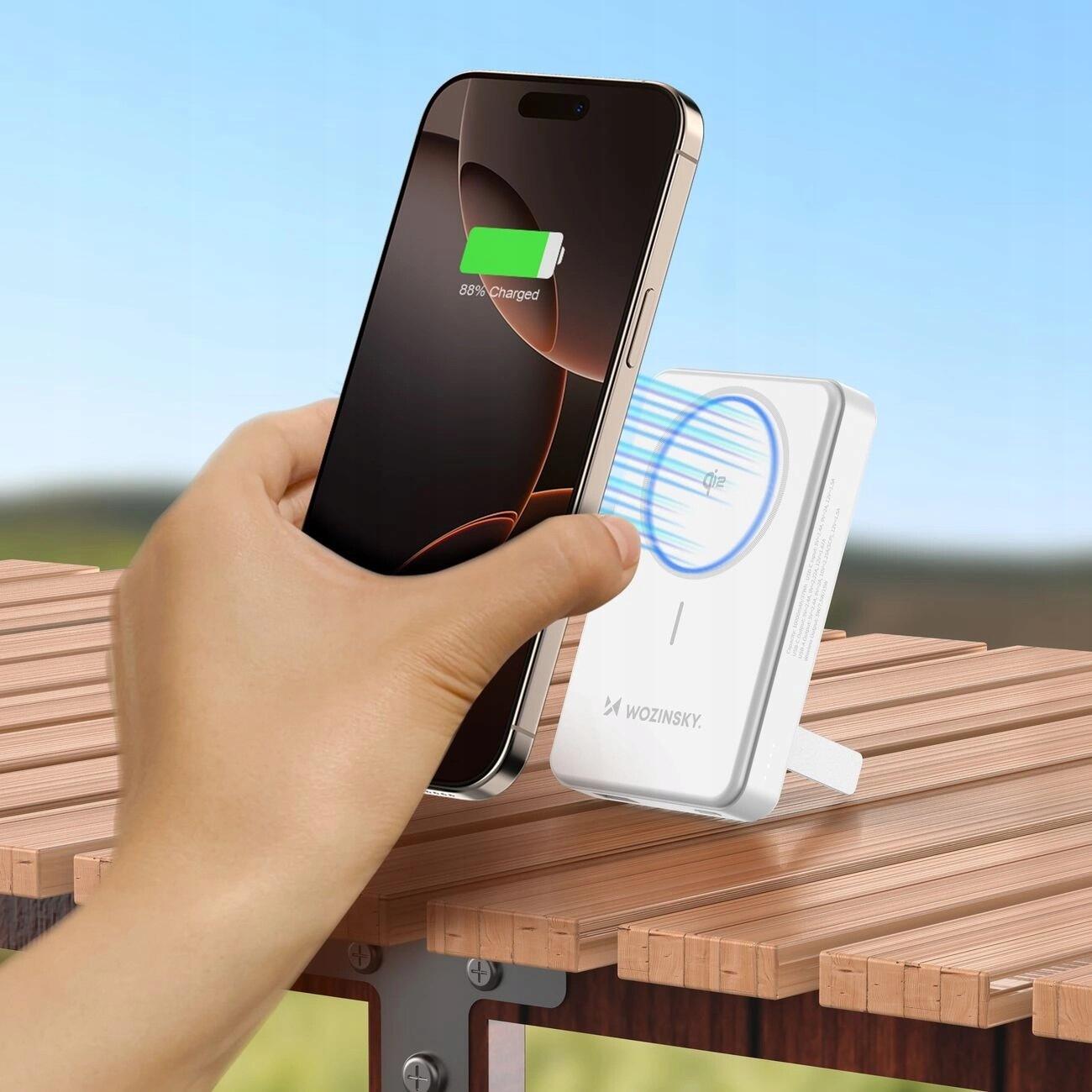 POWERBANK WOZINSKY 10000 mAh MAGSAFE INDUKCYJNY QI2 CERTYFIKOWANY 22,5W PD 4/7