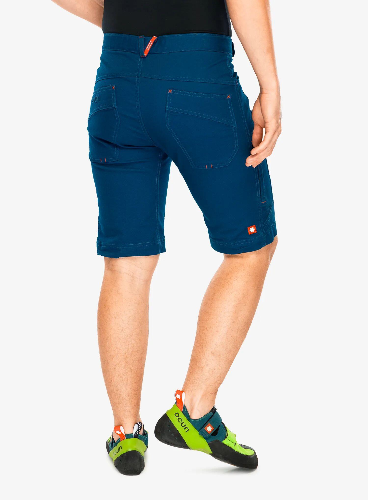 Short d'escalade Ocún Honk homme Blue Opal coton stretch 95/5, coupe ergonomique 2/7